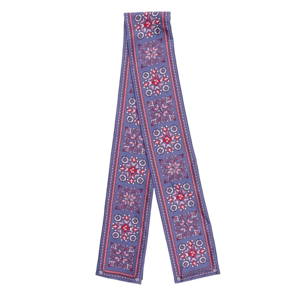 Louis Vuitton Periwinkle Bandeau/Scarf with Red Accents